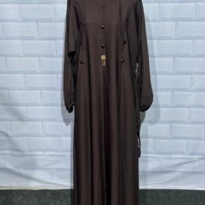 Crystal Button Abaya with Elastic Bazu Design