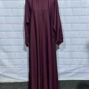 Nida Button Fabric Abaya with Elastic Bazu Design